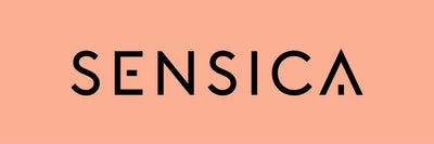 Sensica logo black on peach
